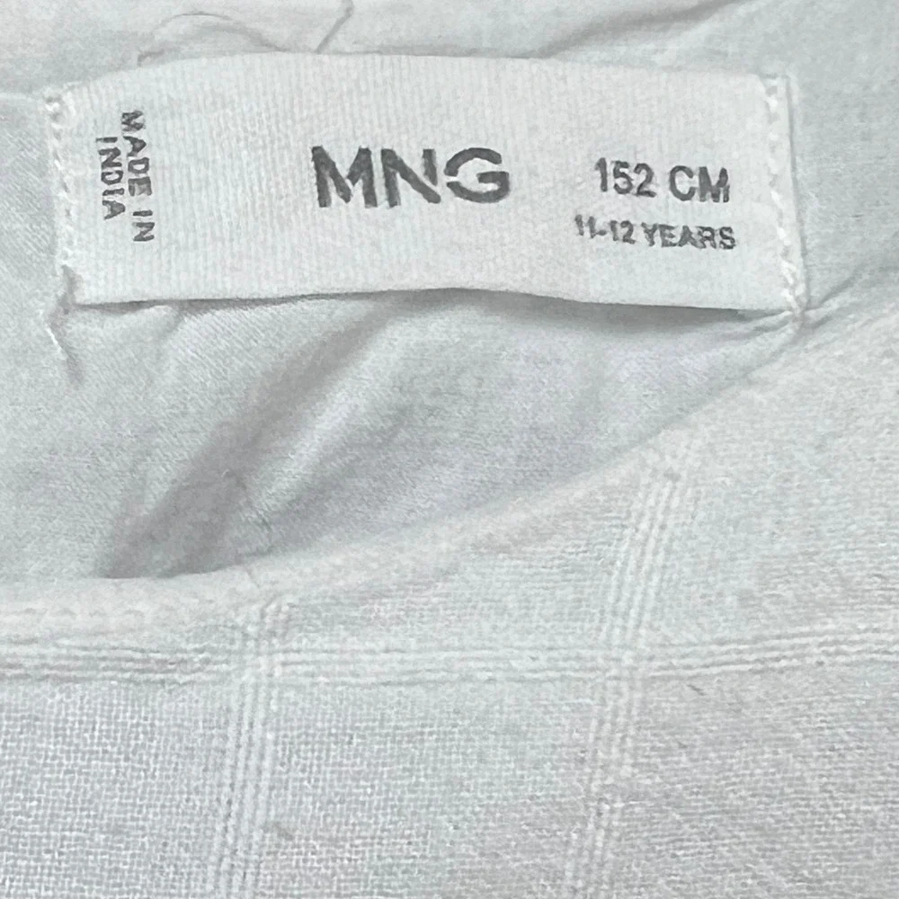 MNG Mango Kids Girls White Cotton Grid Lace Trim Blouse Top Size 11-12Y 152cm